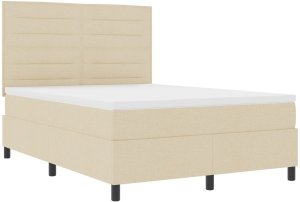 vidaXL Ramka łóżka z materacem Kremowa Tkanina 140 x 200 cm 6