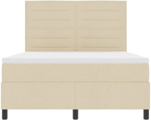 vidaXL Ramka łóżka z materacem Kremowa Tkanina 140 x 200 cm 8