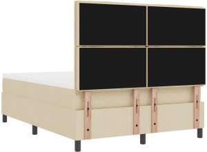 vidaXL Ramka łóżka z materacem Kremowa Tkanina 140 x 200 cm 10