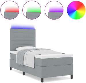 vidaXL Rama łóżka z materacem Jasnoszary Materiał 100 x 200 cm Materac 4