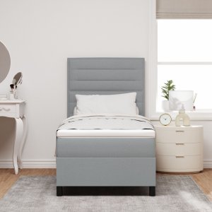 vidaXL Rama łóżka z materacem Jasnoszary Materiał 100 x 200 cm Materac 5