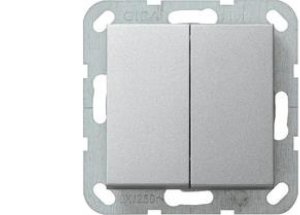 Gira Wyłącznik podwójny schodowy Gira System 55 aluminium 1