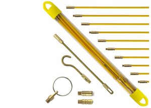 Zestaw skręcanych prętów z włókna szklanego do przeciągania kabli fi:4mm 10x 1m z zestawem 5 końcówek NEKU 1