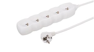 Przedłużacz 5-gniazdowy, 5m biały, 3x1,0mm OWY 34550 1
