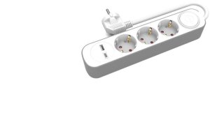 Przedłużacz stały 3x z włącznikiem oraz gniazdami USB A USB C 1,5m schuko PS-370SWS+USBA+USBC/1,5 E W-30006 1