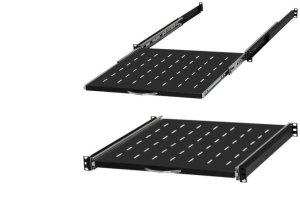 Półka wysuwana do szafy RACK 19 1U 450mm z uchwytem czarna 1