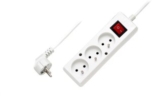 Przedłużacz z wyłącznikiem 3-gniazda z/u 10A 1,5m /OMY 3x1/ biały PS-370WS T-106090 1