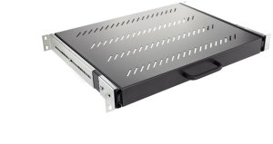 Półka wysuwana do szafy RACK 19 cali 1U 350mm z uchwytem grafit NEKU 1