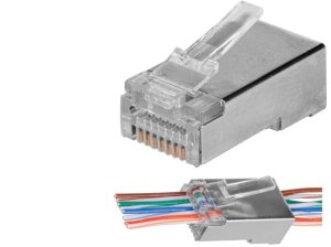 Wtyk modularny RJ45 8P8C kat.5e ekranowany FTP drut przelotowy NEKU WORECZEK 100szt. 1