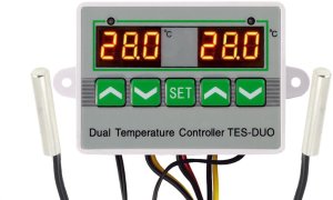 REGULATOR TEMPERATURY TERMOSTAT CYFROWY ALARM 2w1 PODWÓJNY 230V 1