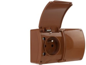 Gniazdo hermetyczne podwójne 2x 2P+Z natynkowe IP44 brązowe Koala 162-02 61.381 1