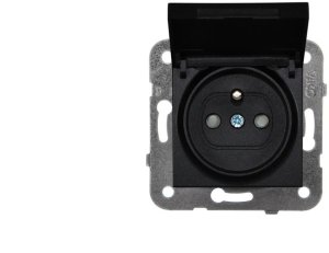 Panasonic NOVELLA Gniazdo z klapką IP44 z/u czarne 92105570M 1