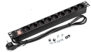 Listwa zasilająca RACK 19 1U 9 gniazd z wyłącznikiem 1,8m 1