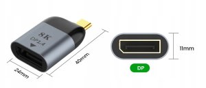 AUDA CableTime Adapter USB 3.1 typ-C - DisplayPort 4K@60 (wtyk / gniazdo) srebrny 15cm 14