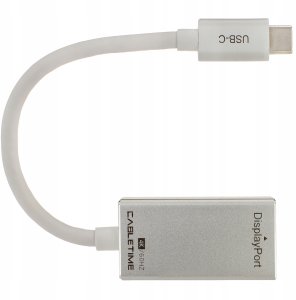 AUDA CableTime Adapter USB 3.1 typ-C - DisplayPort 4K@60 (wtyk / gniazdo) srebrny 15cm 4