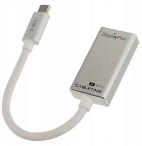 AUDA CableTime Adapter USB 3.1 typ-C - DisplayPort 4K@60 (wtyk / gniazdo) srebrny 15cm 6
