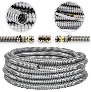 Peszel ochronny metal Anaconda Multiflex roz.32 32/28,1mm bezhalogenowy samogasnący rura karbowana elastyczna FCCN 1250N UV 50m 8