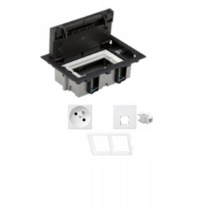 KONTAKT SIMON FLOOR BOX puszka podłogowa 1x gniazdo pojedyncze z/u + 1x gniazdo RJ45 kat.6 nieekranowane do podłóg technicznych 1