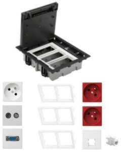KONTAKT SIMON FLOOR BOX puszka podłogowa 1x gniazdo z/u + 2x DATA + 1x gniazdo RJ45 kat. 6 + 1x VGA + 1x RTV-SAT do podłóg techn 1