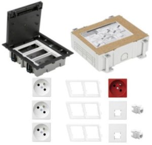 KONTAKT SIMON FLOOR BOX puszka podłogowa 3x gniazdo pojedyncze z/u + 1x gniazdo DATA + 2x gniazdo RJ45 kat.6 nieekranowane + kas 1