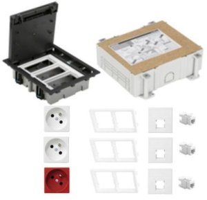 KONTAKT SIMON FLOOR BOX puszka podłogowa 2x gniazdo pojedyncze z/u + 1x gniazdo DATA + 3x gniazdo RJ45 kat.6 nieekranowane + kas 1