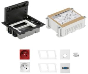 KONTAKT SIMON FLOOR BOX puszka podłogowa 1x gniazdo pojedyncze z/u + 1x gniazdo DATA + 1x gniazdo RJ45 kat. 6 + 1x VGA + kaseta 1