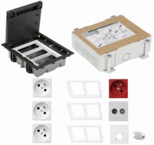 KONTAKT SIMON FLOOR BOX puszka podłogowa 3x gniazdo pojedyncze z/u + 1x gniazdo DATA +1x RTV-SAT+ 1x gniazdo RJ45 kat.6 nieekran 1