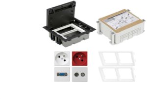 KONTAKT SIMON FLOOR BOX puszka podłogowa 1x gniazdo pojedyncze z/u + 1x gniazdo RTV-SAT + 1x gniazdo DATA z/u + 1x VGA + kaseta 1