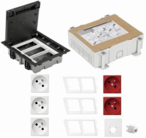 KONTAKT SIMON FLOOR BOX puszka podłogowa 3x gniazdo pojedyncze z/u + 2x gniazdo DATA + 1x gniazdo RJ45 kat.6 nieekranowane + kas 1
