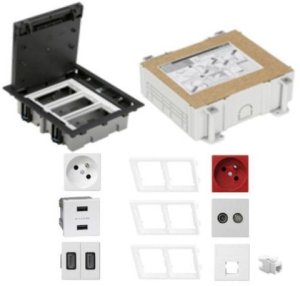KONTAKT SIMON FLOOR BOX puszka podłogowa 1x gniazdo z/u + 1x DATA +1x RTV-SAT+ 1x gniazdo RJ45 kat.6 + 2x gniazdo HDMI + 1x USB 1