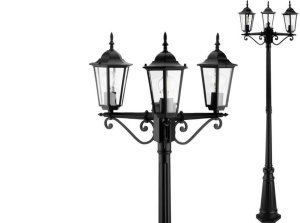 Latarnia Ogrodowa Zewnętrzna 3xE27 2m Czarna BELLIS LUMILED 1