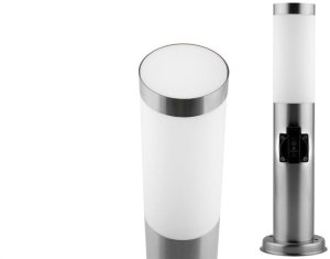 Lampa Ogrodowa Zewnętrzna E27 INOX SŁUPEK 45cm z Gniazdem 230V Lilium Lumiled 1
