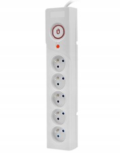 Przedłużacz elektryczny Listwa zasilająca antyprzepięciowa ARCON Z5 na 5 gniazd 2P+Z z wyłącznikiem szara 3m 2