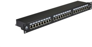 Patch panel RACK 19 cali 1U kat.5e 24p FTP z półką czarny NEKU 1