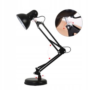 Lampka biurkowa Lumiled Lampka Biurkowa Kreślarska Stołowa E27 TOBI Czarna Lumiled + uchwyt na blat 6