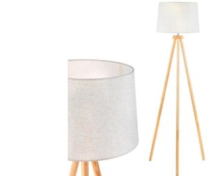 Lampa Stojąca Podłogowa Stołowa E27 Trójnóg z Abażurem Beżowa z Regulacją Wysokości Clara Lumiled 1