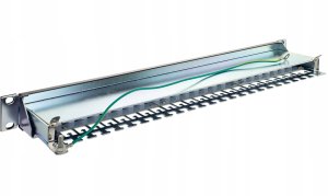Patch panel RACK 19 kat.6A 24p FTP z półką 1U czarny 7