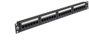 Patch panel RACK 19cali kat.6 24p UTP 1U czarny NEKU 1