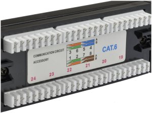 Patch panel RACK 19cali kat.6 24p UTP 1U czarny NEKU 3