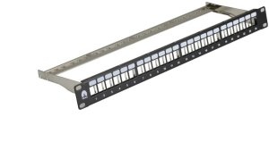 Patch panel pusty RACK 19 1U na 24 moduły keystone STP czarny NEKU 1