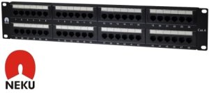Patch panel RACK 19 kat.6 48p UTP 2U czarny NEKU 2