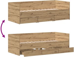 Łóżko dzienne Dąb rzemieślniczy Sklejka 90 x 190 cm Wytrzymałe 12