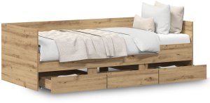 Łóżko dzienne Dąb rzemieślniczy Sklejka 90 x 190 cm Wytrzymałe 4