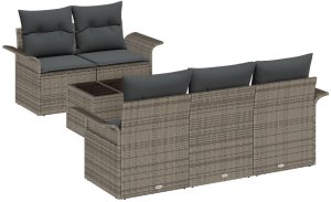 vidaXL Zestaw sof ogrodowych Zestaw 6 Szary Rattan, poliester 2