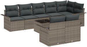 vidaXL Zestaw sofy ogrodowej Zestaw 9 Szary Polirattan 2