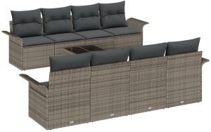 vidaXL Zestaw Sof Ogrodowych 7 Elementów Szary Rattan, Poliester 2