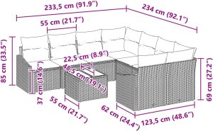 vidaXL Zestaw Sofa Ogrodowa Zestaw 9 Czarny Rattan 9