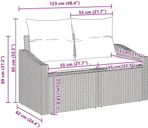 vidaXL Zestaw Sofa Ogrodowa Zestaw 9 Czarny Rattan 10