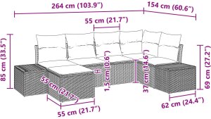 vidaXL Zestaw sofy ogrodowej 6-częściowy Beżowy i szary 9