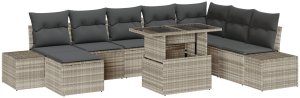 vidaXL Zestaw Sof Ogrodowych 9 Elementów Jasnobrązowy, czarny 2